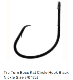 Tru Turn Boss Kat Circle Hook Black Nickle Size 5/0 12ct