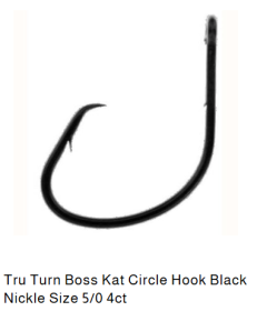 Tru Turn Boss Kat Circle Hook Black Nickle Size 5/0 4ct