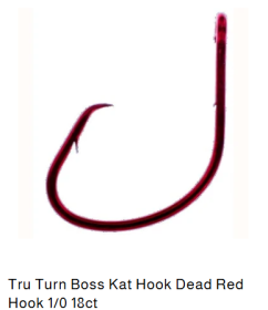 Tru Turn Boss Kat Hook Dead Red Hook 1/0 18ct